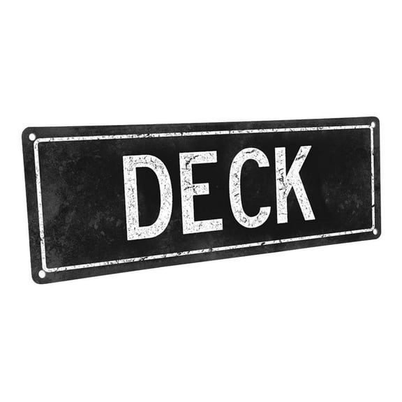 Black Deck 4"x12" Metal Sign, Wall Décor for Porch, Patio, and Deck