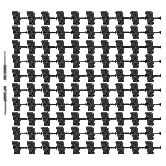 Black Deck Hardware Fastener Clips for Grooved Board Installation, Concealed Design with Screws and 2 Driver Bits