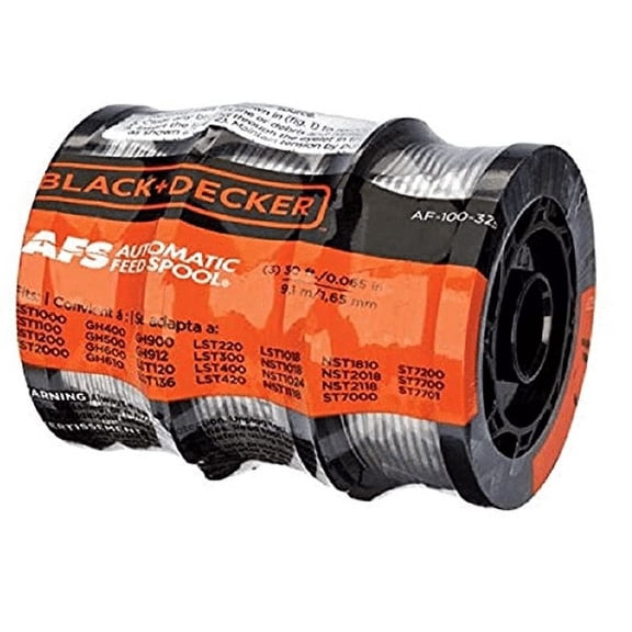 Black+Decke.r Weed Eater Replacement Spool, Trimmer Line, 30-Feet of Replacement Spool, 0.065-Inch Diameter Line (3 Spools)