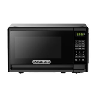  BLACK+DECKER EM720CB7 Digital Microwave Oven with Turntable  Push-Button Door, Child Safety Lock, 700W, Stainless Steel, 0.7 Cu.ft: Home  & Kitchen