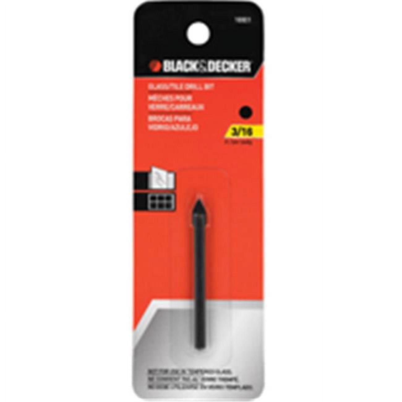 Black & Decker 16901 Glass/Tile Drill Bit 3/16"x2-1/4"