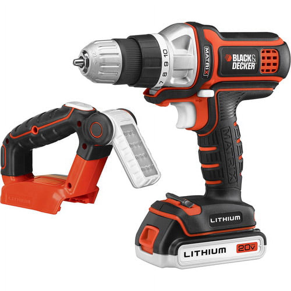 BLACK+DECKER Cordless Drill Combo Kit with Case, 6-Tool with LED Work Light  (BDCDMT1206KITC & BDCF20)