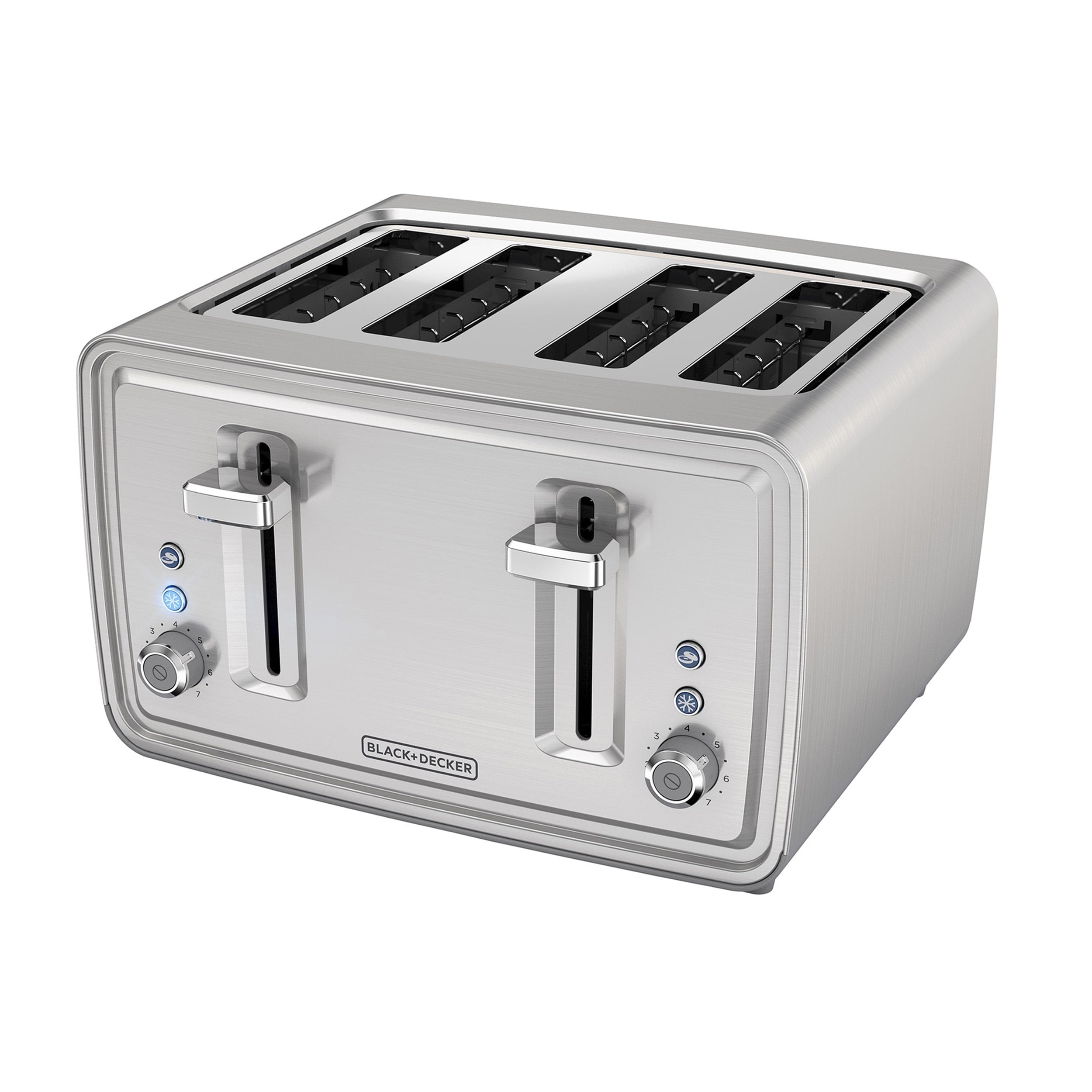 Silver Stainless Steel 4-Slice Toaster with Wide Slots