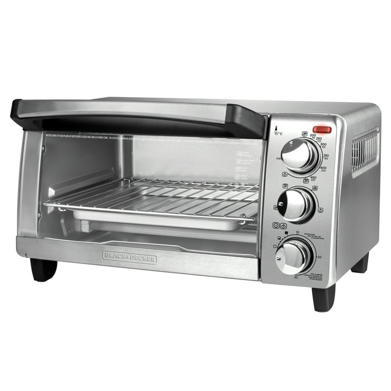 BLACK+DECKER Toaster Oven 4 Slice Stainless Steel Natural Convection  Countertop