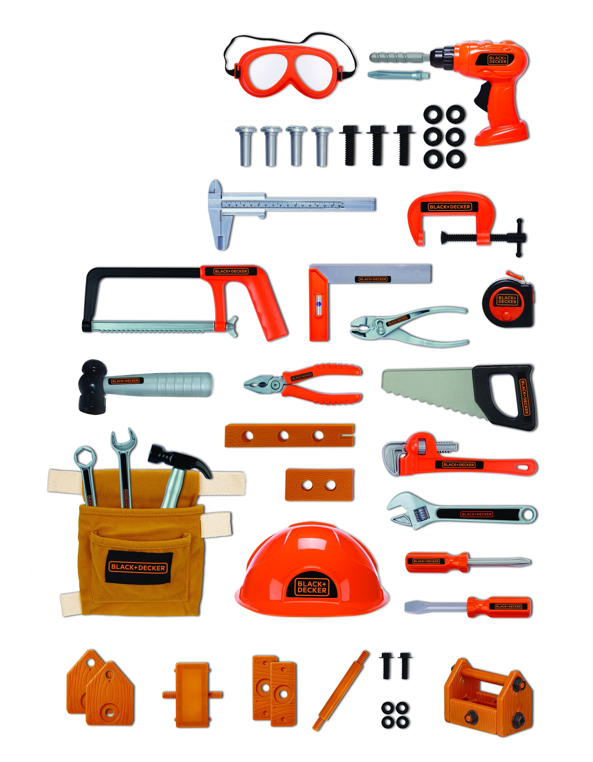 Black + Decker Junior Tool Bag 13 Piece Set - Includes Hammer,  Hand Saw, Screw Driver & More! : Tools & Home Improvement