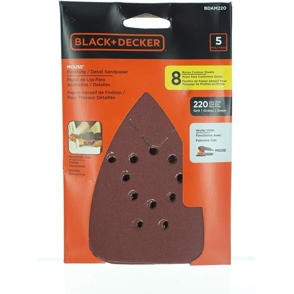 Black & Decker 74-673 Mega 220 Grit Sand Paper, 5-Piece
