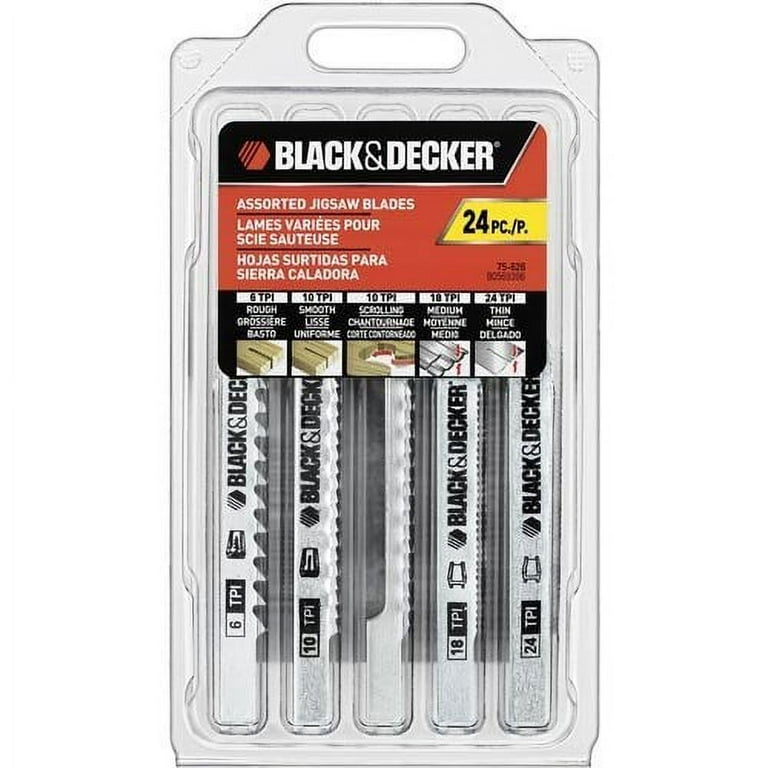 BLACK+DECKER Jigsaw Blades Set, Assorted, Wood and Metal, 24-Pack (75-626)  - Jig Saw Blades 