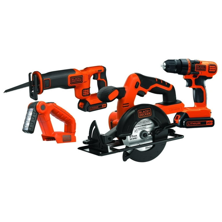 BLACK+DECKER 20-Volt MAX* 1.5 Ah Cordless Lithium-Ion 4-Tool Combo Kit, BD4KITCDCRL BLACK+DECKER 20-Volt MAX* 1.5 Ah Cordless Lithium-Ion 4-Tool Combo Kit, BD4KITCDCRL