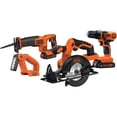 thumbnail image 1 of BLACK+DECKER 20V MAX* Lithium Ion 4 Tool Combo Kit: Drill/Driver, Circular Saw, Reciprocating Saw and Work Light, (BD4KITCDCRL), 1 of 7