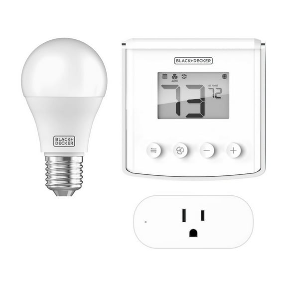 Black+Decker BDXSKSW01 Smart Home Kit w/ Smart Thermostat, Light, and Plug