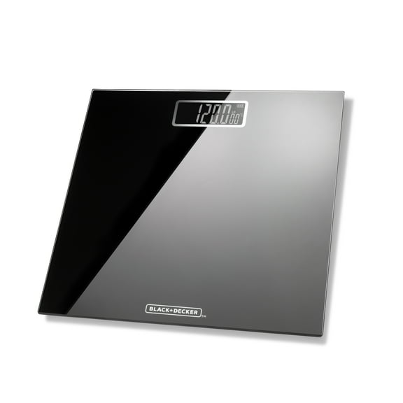 BLACK+DECKER Digital Body Weight Scale with LCD Display, Tempered Glass, Black