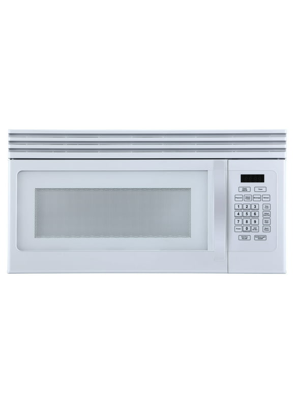Black+Decker EM044KJNP10A 1.6-Cu. Ft. Over-the-Range Microwave with Top Mount Air Recirculation Vent, White