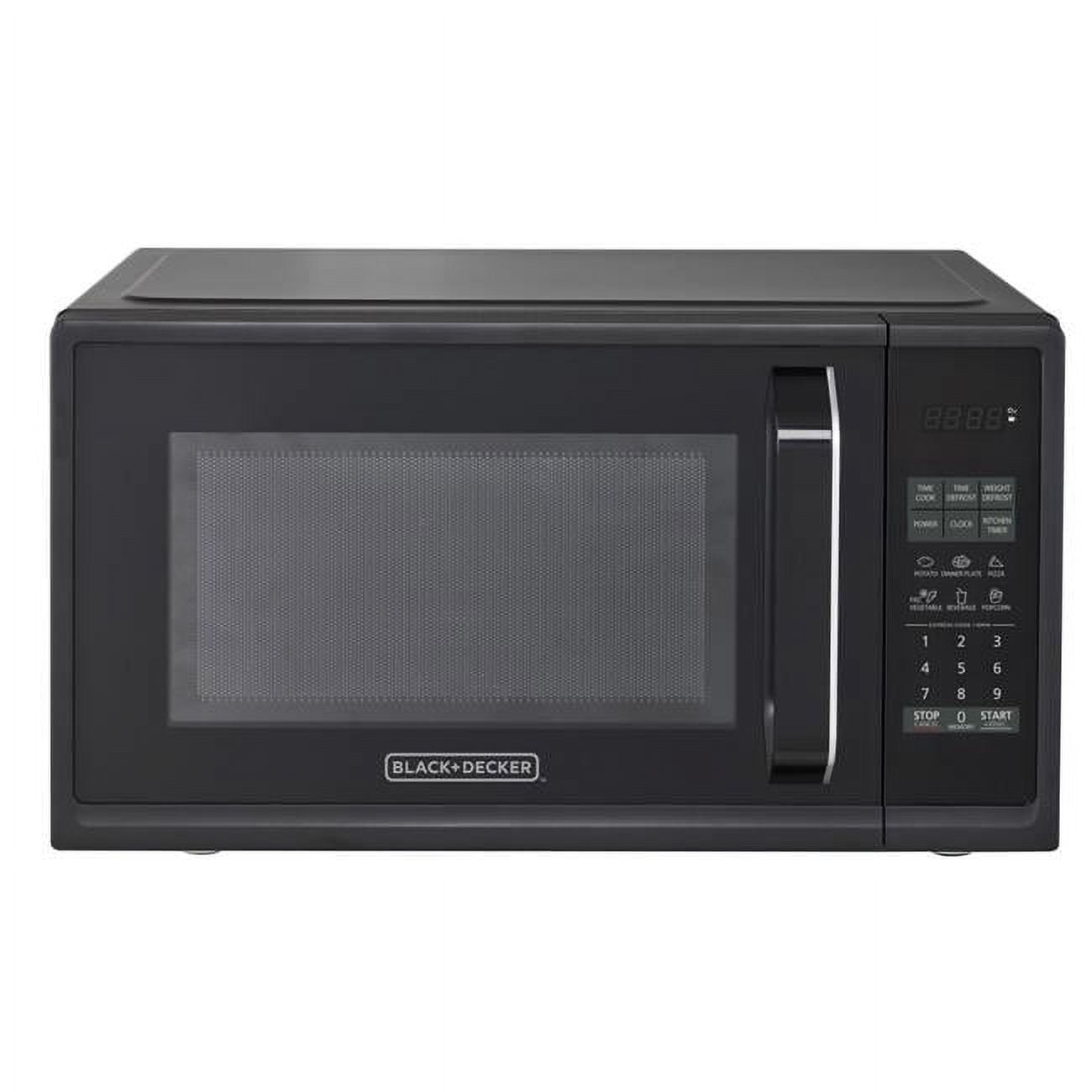 BLACK+DECKER Digital Microwave Oven with Turntable Push-Button Door, Child  Safety Lock, Stainless Steel, 0.9 Cu.ft 