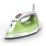 BLACK+DECKER Easy Steam Iron for Clothes, Smart Steam, 1200W, TrueGlide Nonstick Soleplate, Auto Shut-Off, Anti-Drip, Green & White