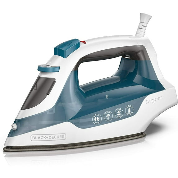Black+Decker IR06VC Black+Decker Easy Steam Compact Iron, Professional EvenSteam Non-Stick Soleplate, Blue/White, IR06VC, Blue