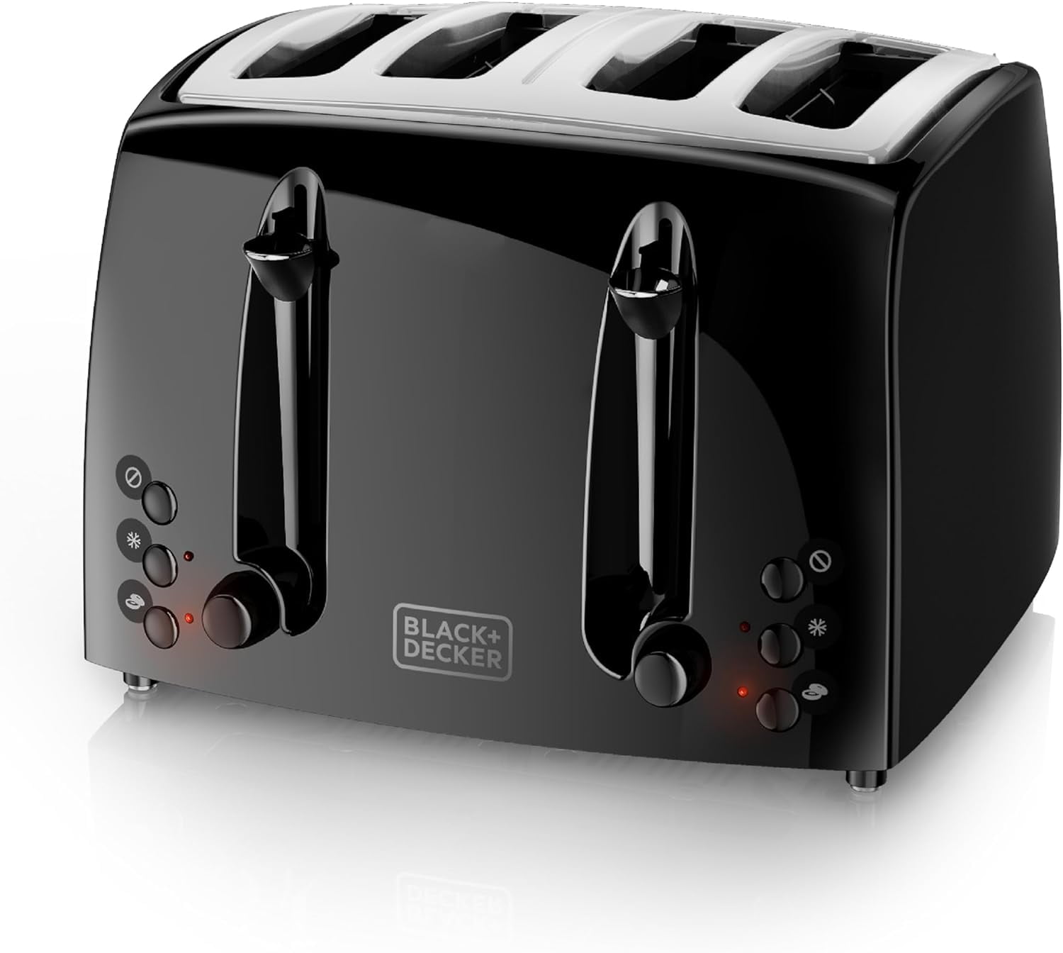 BLACK+DECKER BLACK+DECKER 4-Slice Toaster, TR1410BD, Extra-Wide, 7 Shade Settings, Crumb Trays, Gloss Black