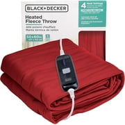 BLACK+DECKER Heated Blanket Electric Throw, 4 Heating Levels, 3H Timer, Auto Shutoff, 50x60 inches, Fleece, Maroon
