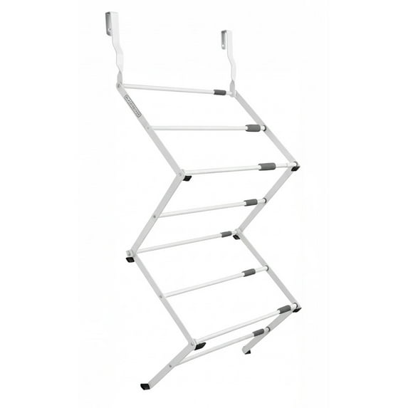 BLACK + DECKER Over-the-Door Telescopic Clothes Drying Rack, Expandable, Stainless Steel, 2-Tier, Space-Saving Indoor Design