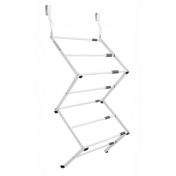 Black+Decker Over-the-Door Expandable Telescopic Drying Rack, White & Gray