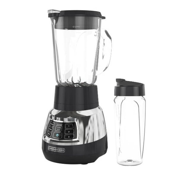 Open Box Black & Decker Quiet Blender, 48 oz Glass Jar, Personal Blending Jar, 900 W Peak Power, 3 Speeds, 3 Auto Functions, BL1400DG-P