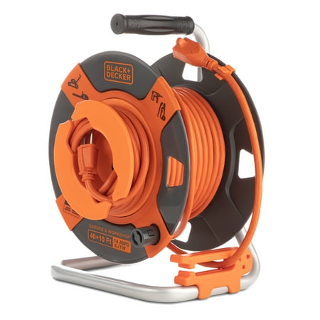 Black + Decker 50ft. Garden Cord Reel 14AWG 4 Outlets