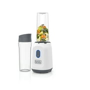 Black & Decker Single Serve Blender, two 20 Oz Dishwasher Safe Tritan Plastic Travel Jars, Spill-Resistant Travel Lids, 300 W, On/Off & Pulse Control Button, Stainless Steel Blade, White PB2209BDW