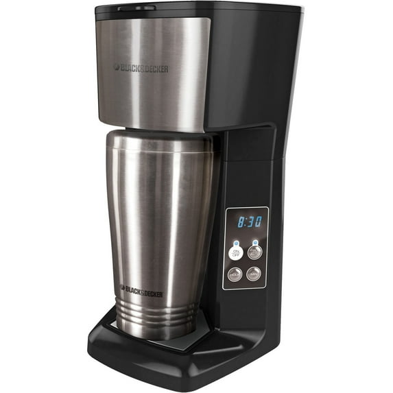 BLACK+DECKER CM625B Programmable Single Serve Coffee Maker with Travel Mug, Black