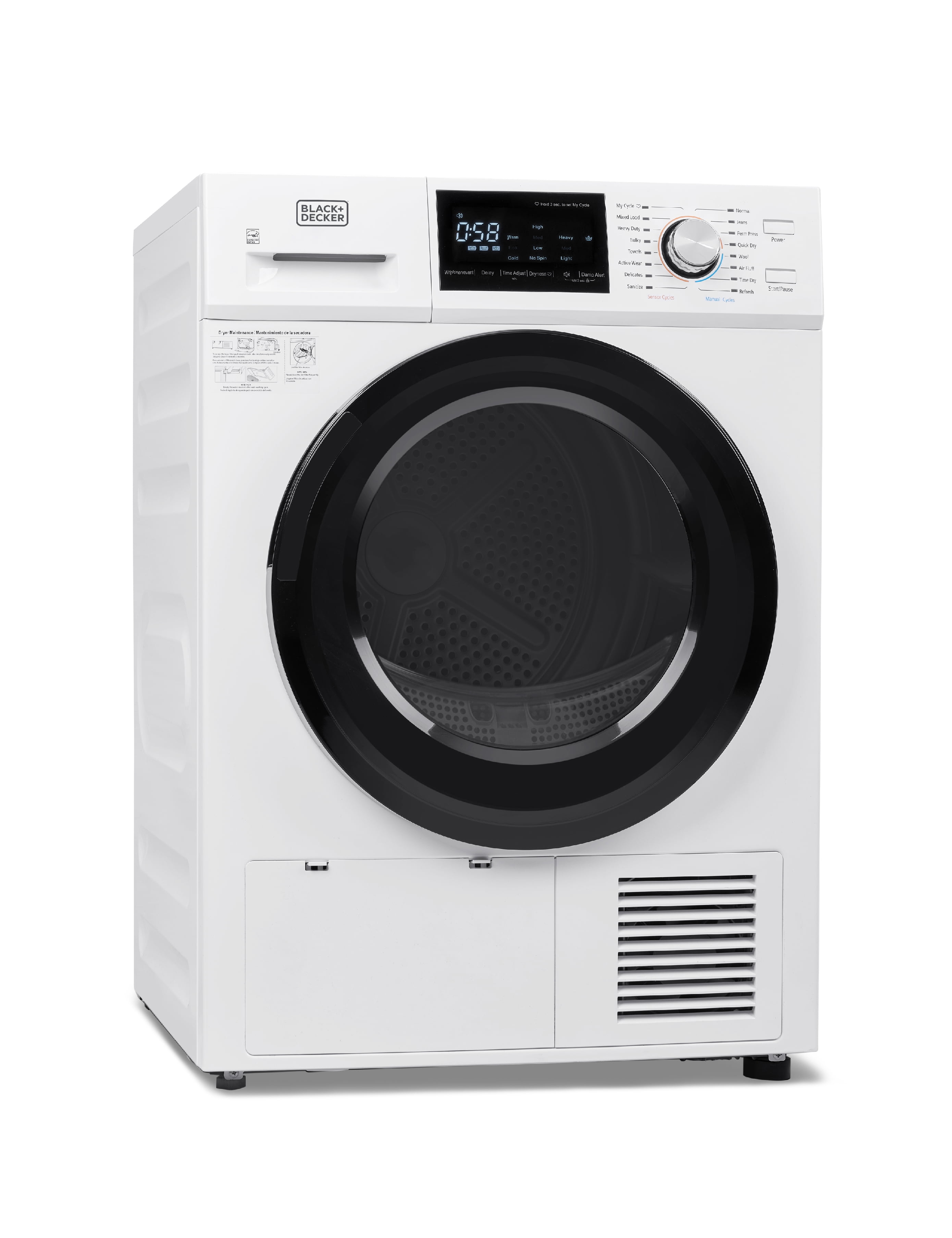 White Energy Star Portable Front Load Dryer with Moisture Sensing