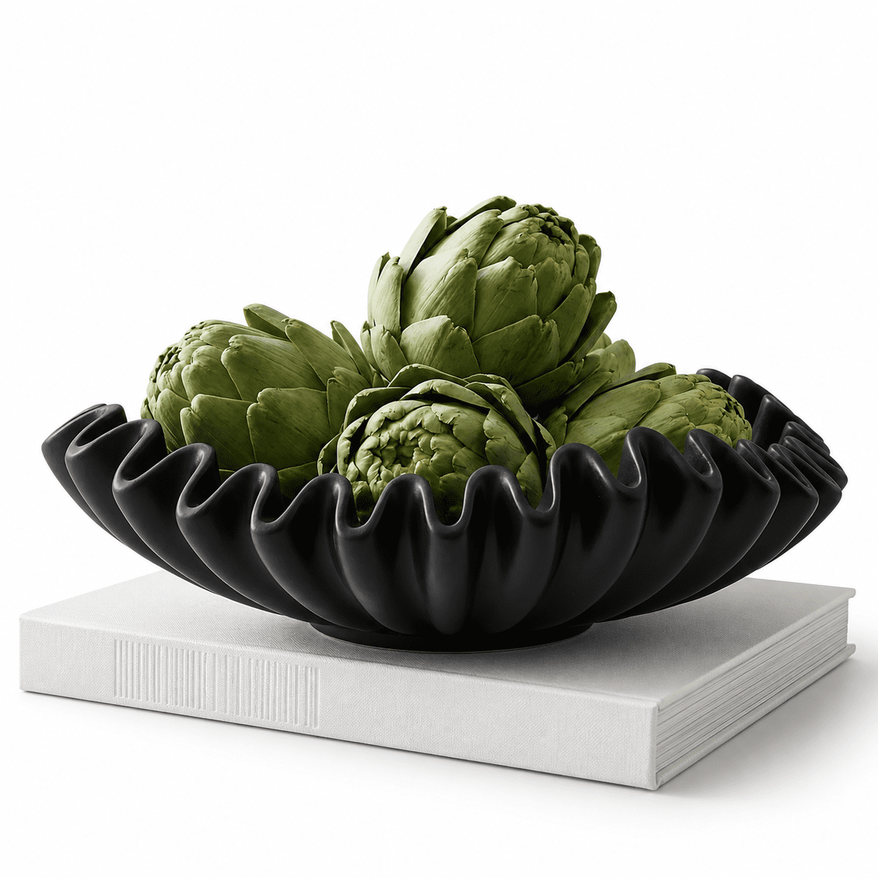 Black Decorative Bowl Fruit For Kitchen Counter | Ruffled Living Room ...