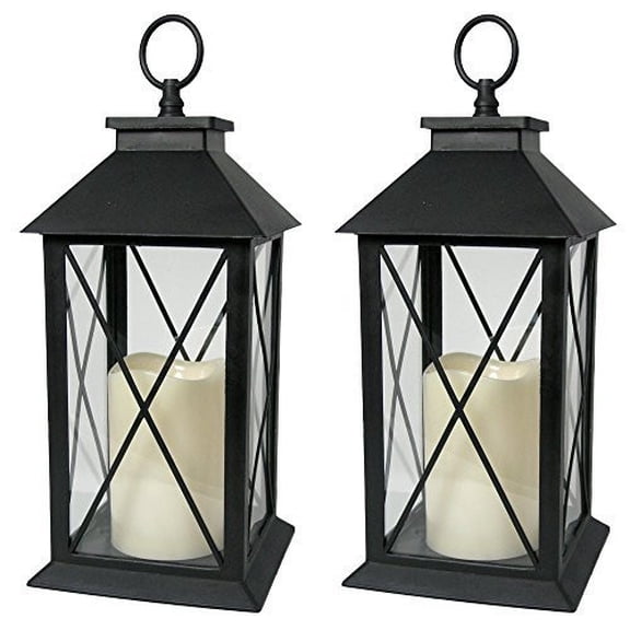 Black Decorative Lantern with Cross Bar Design~2