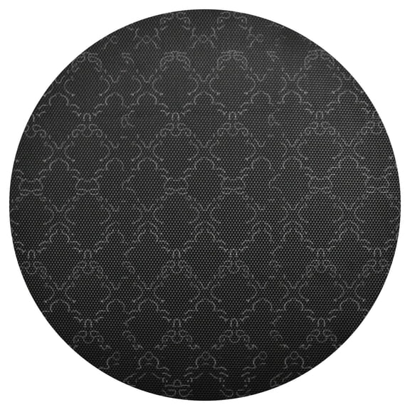 Black Decorative Pattern 15.4in Diameter PVC Plate Mat, Heat-Resistant and Cuttable, Kitchen Decor