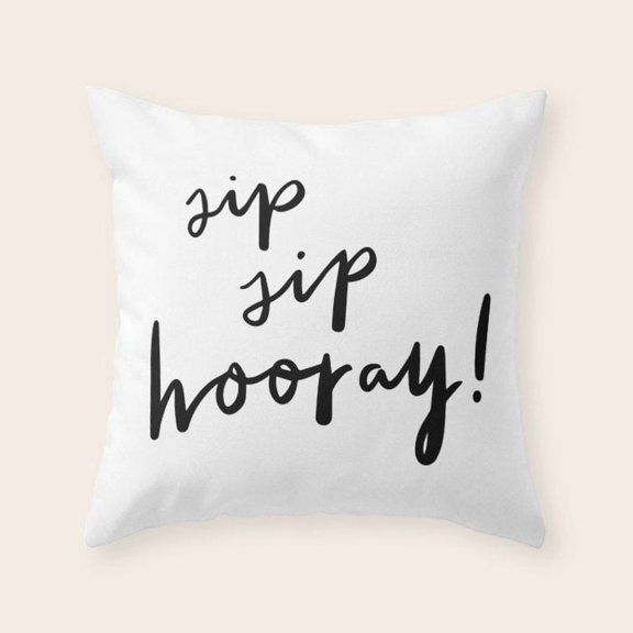 Black Decorative Script Typography Polyester Velvet Throw Pillow Cover for Bedroom Decor, No Insert
