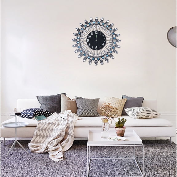 Black Decorative Wall Clock Wall Clock for Living Room, Wall Clock with Night Light Function Wall Mounted Clock