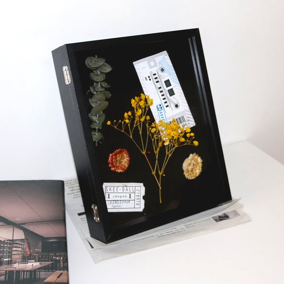 Black Deep Shadow Box Frame, 3D Display Case for Dried Flowers and Keepsakes