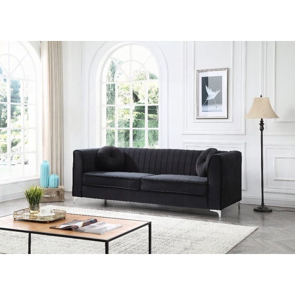 Modern Black Delray G793A-S Sofa (2 Boxes) - Soft Micro Suede Velvet for Living Room