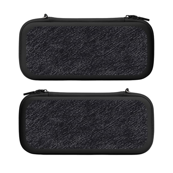 Black Denim Pattern Texture (2), Carrying Case For Nintendo Switch & OLED Version, Eva Pouch Case for Console & Accessories with 10 Game Card Slot & Wristband, Black