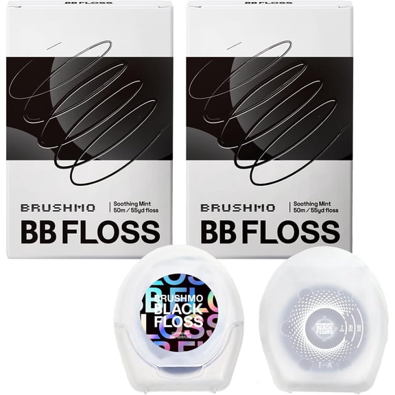 Black Dental Floss - Extended Dental Floss, Gum-friendly Mint Dental Floss, Natural Plant Wax Removes Dental Plaque, Dentist Designed & Free Oral Care, 2 Rolls, 110 Yards