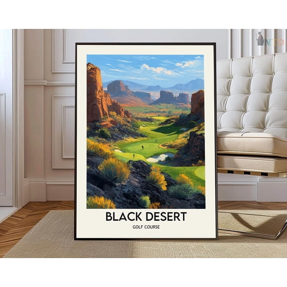 Black Desert Golf Course Utah Landscape Travel Poster Wall Art, Unframed Paper Poster 8x10in