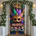 thumbnail image 1 of Black Design Mardi Gras Banner Gold Crown Accent Carnival Display Purple Green Color Jester Mask Pattern Festive Backdrop for Mardi Gras Party Carnival Celebration Indoor Decoration, 1 of 9