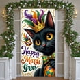 thumbnail image 1 of Black Design Mardi Gras Banner Golden Crown Happy Mardi Gras Display Feather Decor Masked Theme Carnival Backdrop for Mardi Gras Party Carnival Celebration Indoor Decoration, 1 of 4