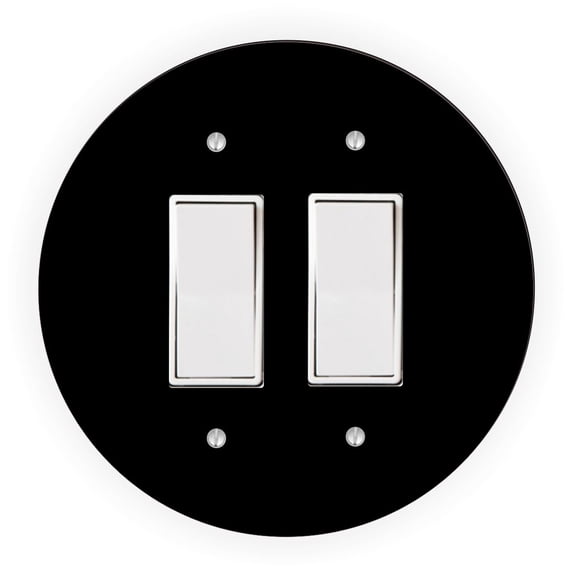 Black Design - Round Light Switch Plate Cover - Single Rocker