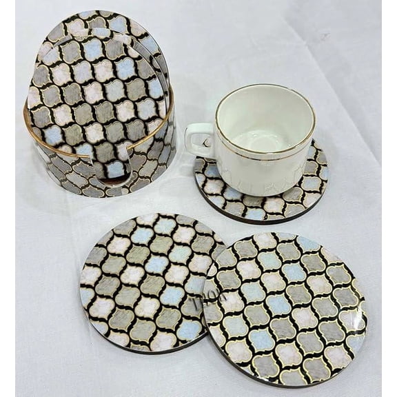 Black Design Wooden Round Log Drink Coasters Slices for Coffee Tea Dining - Home Decor Rustic Coasters Large - Tree Slice Coasters