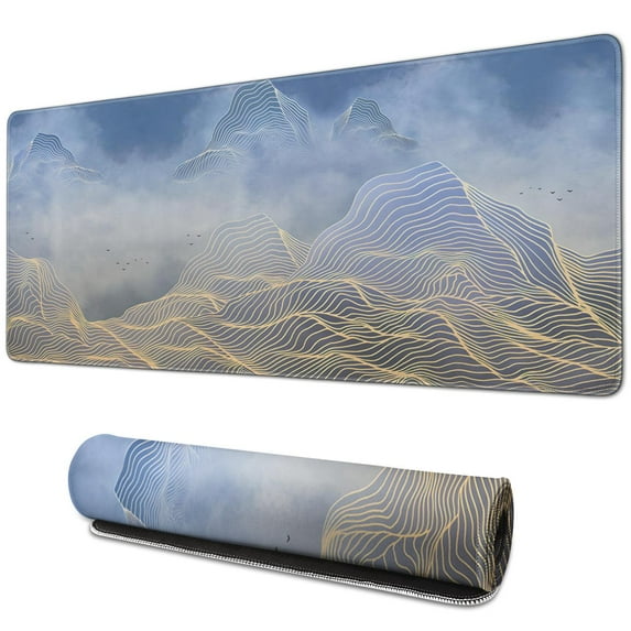 "Black Desk Mat: XL Gaming Mouse Pad with Non-Slip Rubber Base - Waterproof, Durable with Stitched Edges, Perfect for Gamers, 31.5x11.8inch"