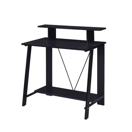 Black Desk with V - shaped Back and Shelves / Useful for Office Tasks