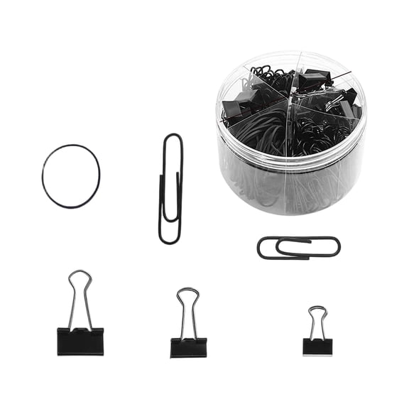 Black Desktop Accessories Set, Assorted Desk Organizer Kit Including Paper Clips Rubber Bands and Binder Clips (240-Piece), Black