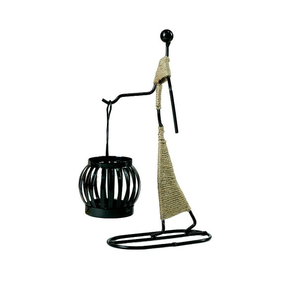 Black Desktop Candle Holder Decor Iron Candle Sconces 1 Piece，Retro Handheld Lantern