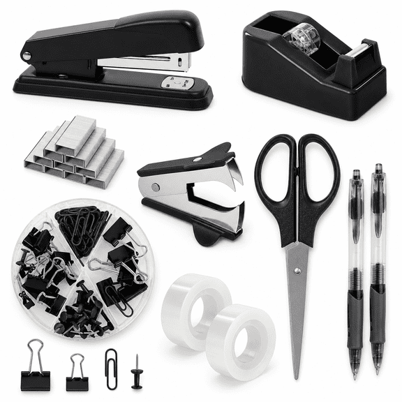 Black Desktop Organizer Office Supplies Set