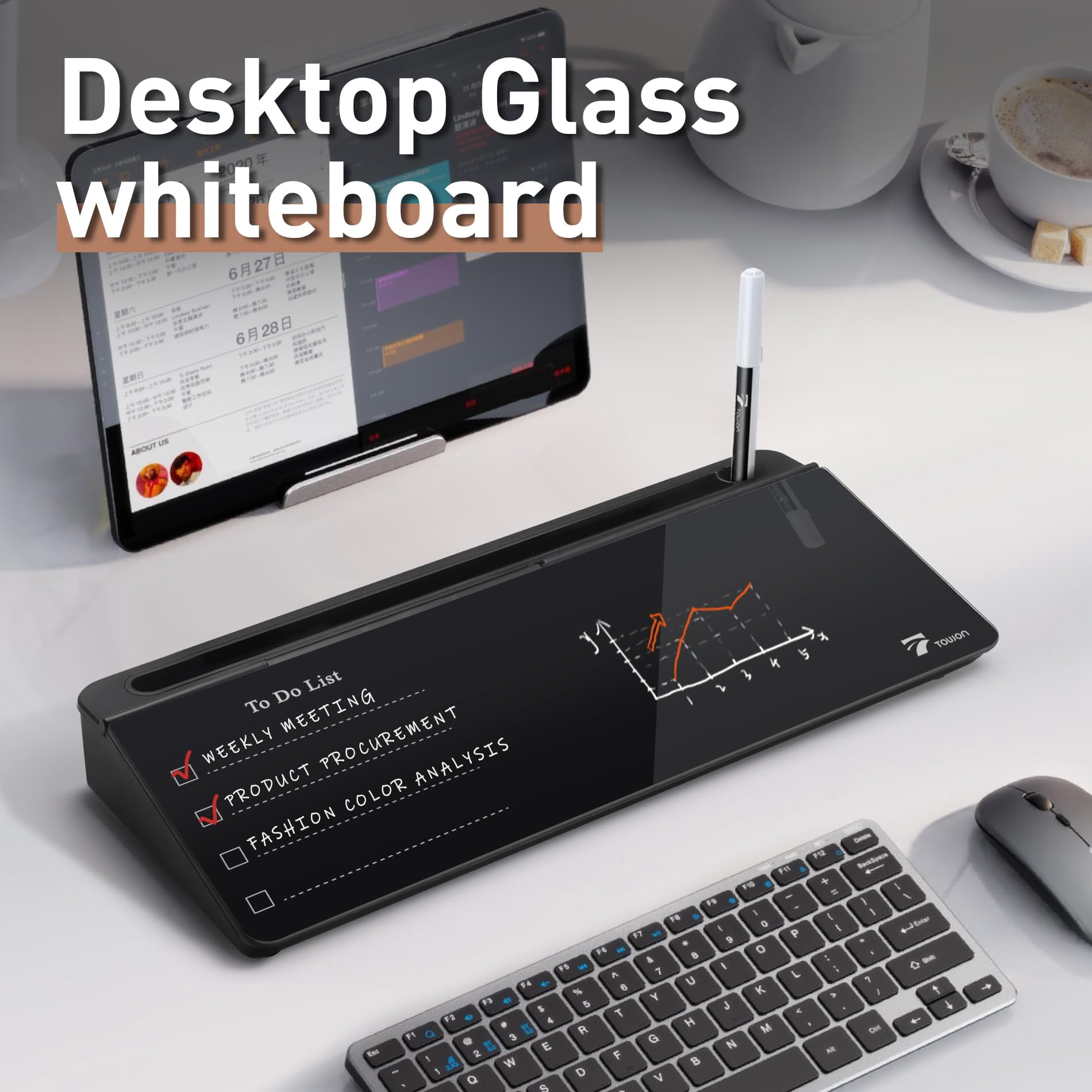 Black Desktop Whiteboard With Todo List Templates  White Board Dry Erase Small For Desk Glass Reminder Memo Notepad To-do Storage Lined & Free Section 16x7 Inches
