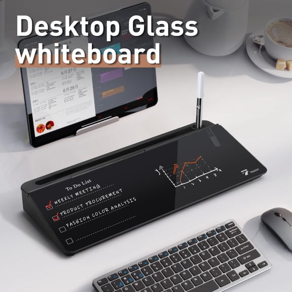 Black Desktop Whiteboard With Todo List Templates White Board Dry Erase Small For Desk Glass Reminder Memo Notepad To-do Storage Lined & Free Section 16x7 Inches