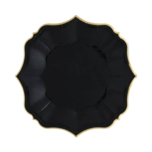 Black Dessert Plates | Unique Porcelain Inspired Party Paper Plates